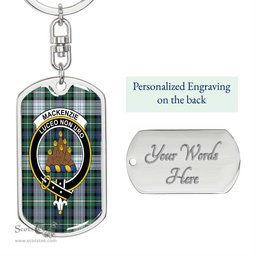 ScotsTee Shop Scottish MacKenzie Dress Ancient Clan Crest Dog Tag Pendant Tartan Luxury Keychain - Personalized Engraving