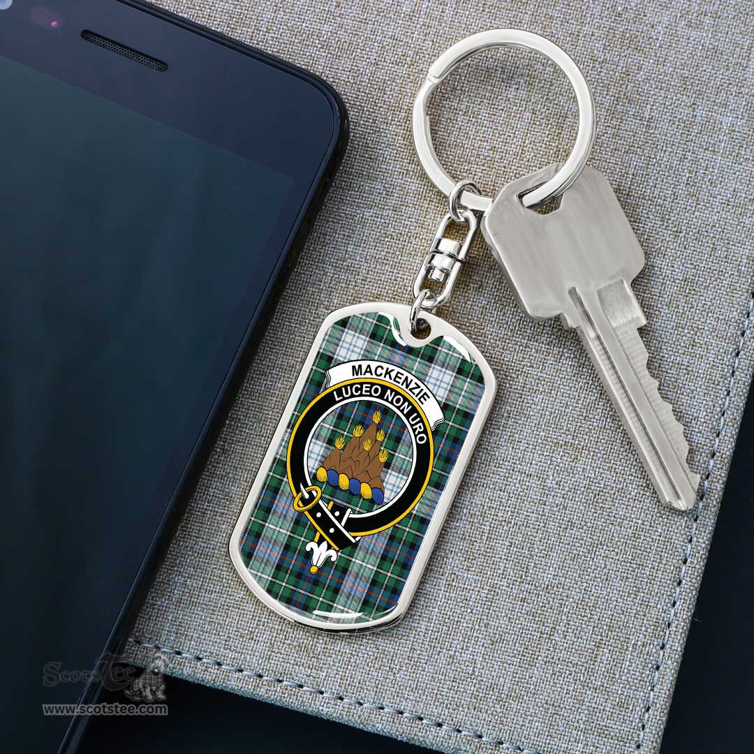 ScotsTee Shop Scottish MacKenzie Dress Ancient Clan Crest Dog Tag Pendant Tartan Luxury Keychain - Personalized Engraving