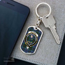 ScotsTee Shop Scottish MacInnes Modern Clan Crest Dog Tag Pendant Tartan Luxury Keychain - Personalized Engraving