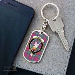 ScotsTee Shop Scottish Lindsay Ancient Clan Crest Dog Tag Pendant Tartan Luxury Keychain - Personalized Engraving