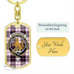 ScotsTee Shop Scottish MacPherson Hunting Modern Clan Crest Dog Tag Pendant Tartan Luxury Keychain - Personalized Engraving