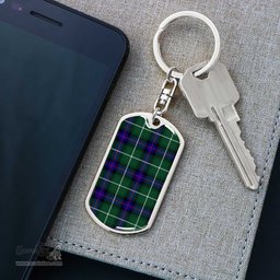 ScotsTee Shop Scottish MacDonald of the Isles Hunting Modern Clan Dog Tag Pendant Tartan Luxury Keychain - Personalized Engraving