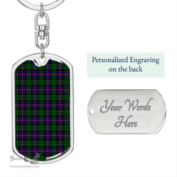 ScotsTee Shop Scottish Morrison Modern Clan Dog Tag Pendant Tartan Luxury Keychain - Personalized Engraving