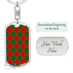 ScotsTee Shop Scottish Moncrieffe Clan Dog Tag Pendant Tartan Luxury Keychain - Personalized Engraving