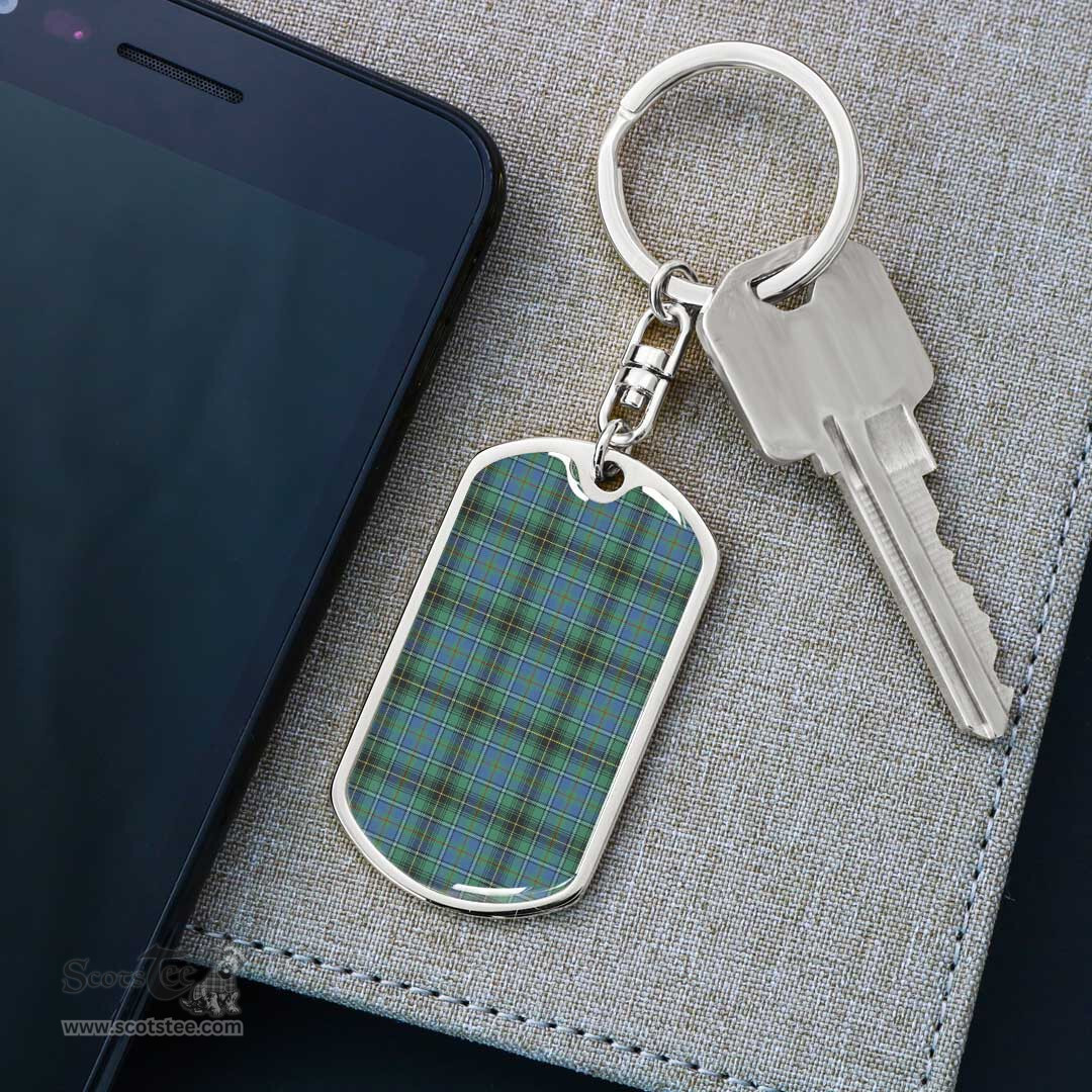ScotsTee Shop Scottish MacInnes Ancient Clan Dog Tag Pendant Tartan Luxury Keychain - Personalized Engraving