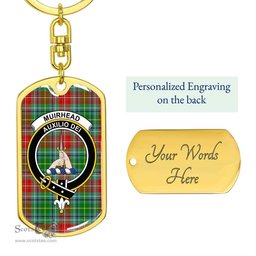 ScotsTee Shop Scottish Muirhead Clan Crest Dog Tag Pendant Tartan Luxury Keychain - Personalized Engraving
