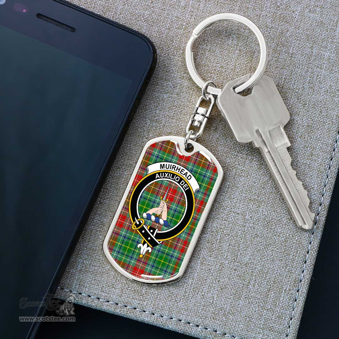 ScotsTee Shop Scottish Muirhead Clan Crest Dog Tag Pendant Tartan Luxury Keychain - Personalized Engraving