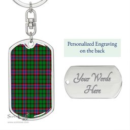 ScotsTee Shop Scottish McGeachie Clan Dog Tag Pendant Tartan Luxury Keychain - Personalized Engraving