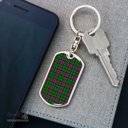 ScotsTee Shop Scottish McGeachie Clan Dog Tag Pendant Tartan Luxury Keychain - Personalized Engraving
