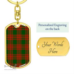 ScotsTee Shop Scottish Menzies Green Modern Clan Dog Tag Pendant Tartan Luxury Keychain - Personalized Engraving