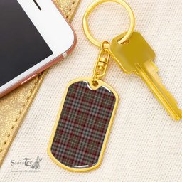 ScotsTee Shop Scottish Nicolson Hunting Weathered Clan Dog Tag Pendant Tartan Luxury Keychain - Personalized Engraving