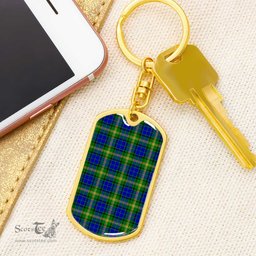 ScotsTee Shop Scottish Maitland Clan Dog Tag Pendant Tartan Luxury Keychain - Personalized Engraving