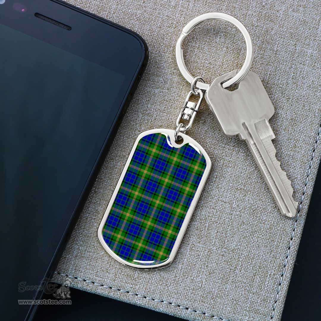 ScotsTee Shop Scottish Maitland Clan Dog Tag Pendant Tartan Luxury Keychain - Personalized Engraving