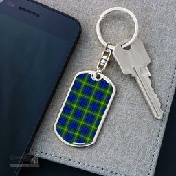 ScotsTee Shop Scottish Maitland Clan Dog Tag Pendant Tartan Luxury Keychain - Personalized Engraving
