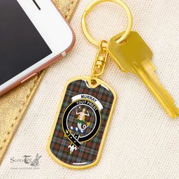 ScotsTee Shop Scottish Murray of Atholl Weathered Clan Crest Dog Tag Pendant Tartan Luxury Keychain - Personalized Engraving