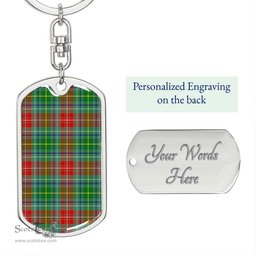 ScotsTee Shop Scottish Muirhead Clan Dog Tag Pendant Tartan Luxury Keychain - Personalized Engraving