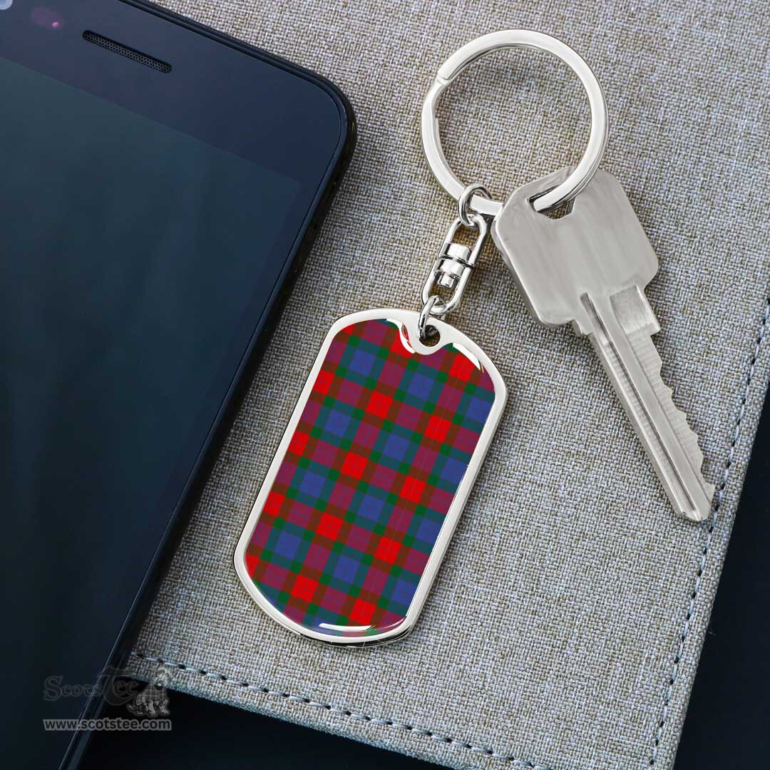 ScotsTee Shop Scottish Mar Clan Dog Tag Pendant Tartan Luxury Keychain - Personalized Engraving