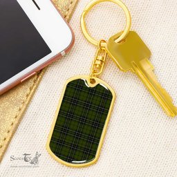 ScotsTee Shop Scottish MacLean Hunting Clan Dog Tag Pendant Tartan Luxury Keychain - Personalized Engraving