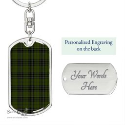 ScotsTee Shop Scottish MacLean Hunting Clan Dog Tag Pendant Tartan Luxury Keychain - Personalized Engraving
