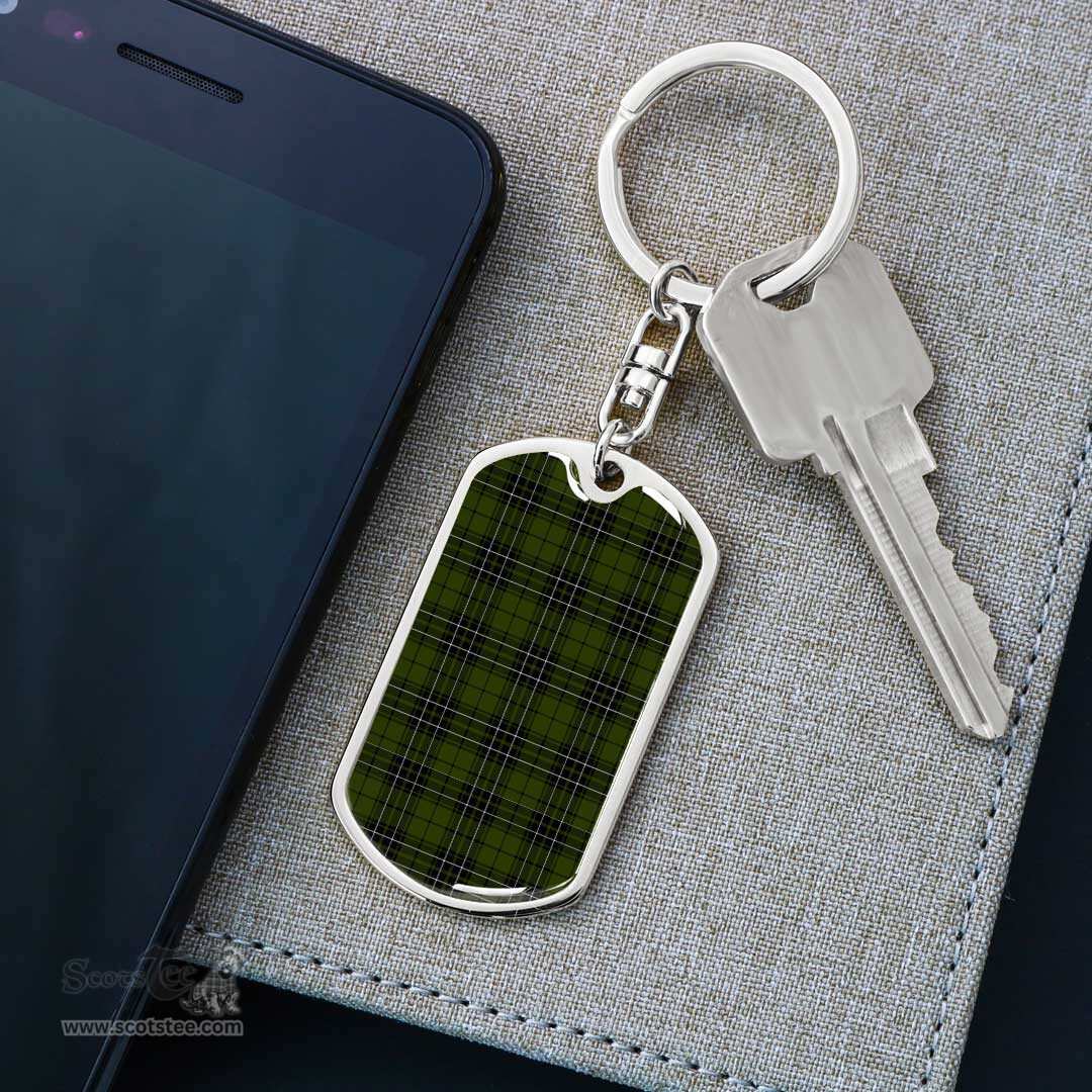 ScotsTee Shop Scottish MacLean Hunting Clan Dog Tag Pendant Tartan Luxury Keychain - Personalized Engraving