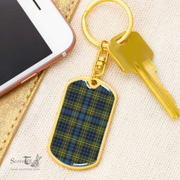 ScotsTee Shop Scottish MacLellan Ancient Clan Dog Tag Pendant Tartan Luxury Keychain - Personalized Engraving