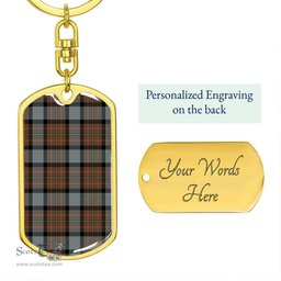 ScotsTee Shop Scottish MacLaren Weathered Clan Dog Tag Pendant Tartan Luxury Keychain - Personalized Engraving