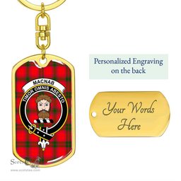 ScotsTee Shop Scottish MacNab Modern Clan Crest Dog Tag Pendant Tartan Luxury Keychain - Personalized Engraving