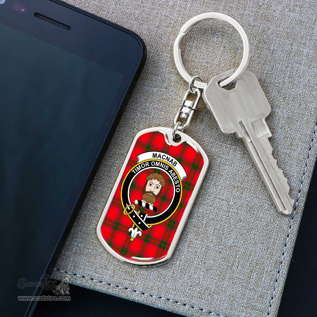 ScotsTee Shop Scottish MacNab Modern Clan Crest Dog Tag Pendant Tartan Luxury Keychain - Personalized Engraving