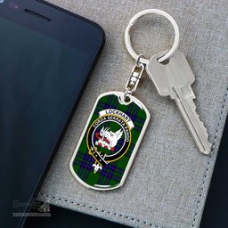ScotsTee Shop Scottish Lockhart Modern Clan Crest Dog Tag Pendant Tartan Luxury Keychain - Personalized Engraving