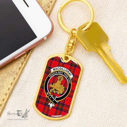 ScotsTee Shop Scottish MacGillivray Modern Clan Crest Dog Tag Pendant Tartan Luxury Keychain - Personalized Engraving
