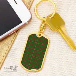ScotsTee Shop Scottish MacKinnon Hunting Modern Clan Dog Tag Pendant Tartan Luxury Keychain - Personalized Engraving