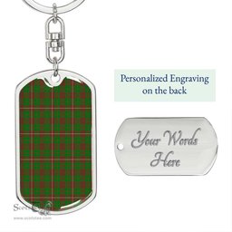 ScotsTee Shop Scottish MacKinnon Hunting Modern Clan Dog Tag Pendant Tartan Luxury Keychain - Personalized Engraving