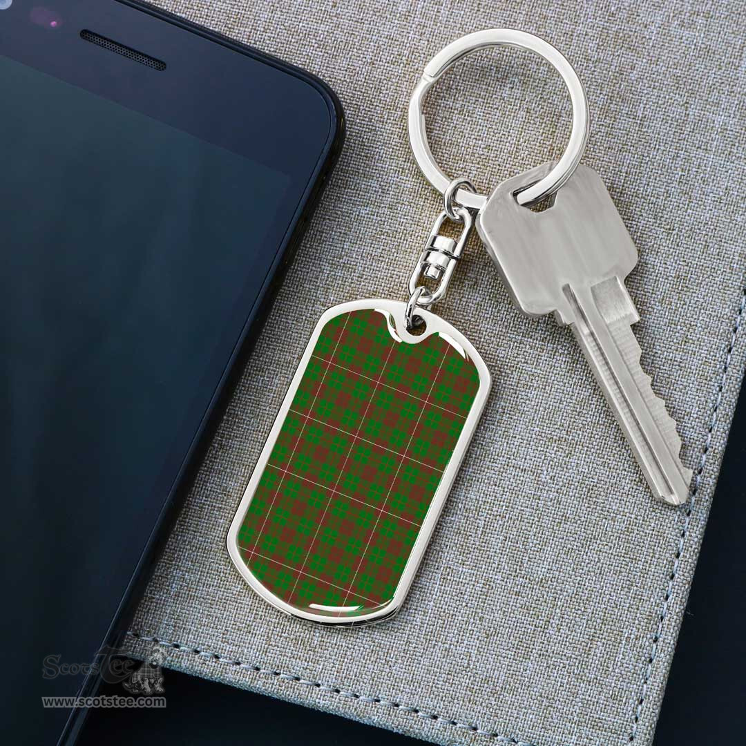ScotsTee Shop Scottish MacKinnon Hunting Modern Clan Dog Tag Pendant Tartan Luxury Keychain - Personalized Engraving