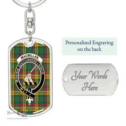 ScotsTee Shop Scottish MacMillan Old Ancient Clan Crest Dog Tag Pendant Tartan Luxury Keychain - Personalized Engraving