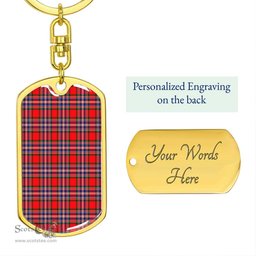 ScotsTee Shop Scottish MacFarlane Modern Clan Dog Tag Pendant Tartan Luxury Keychain - Personalized Engraving