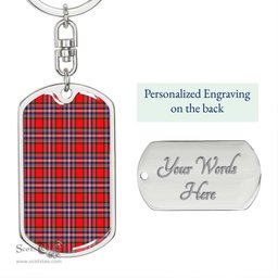 ScotsTee Shop Scottish MacFarlane Modern Clan Dog Tag Pendant Tartan Luxury Keychain - Personalized Engraving