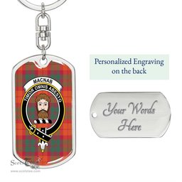 ScotsTee Shop Scottish MacNab Ancient Clan Crest Dog Tag Pendant Tartan Luxury Keychain - Personalized Engraving