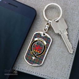 ScotsTee Shop Scottish MacDuff Hunting Ancient Clan Crest Dog Tag Pendant Tartan Luxury Keychain - Personalized Engraving