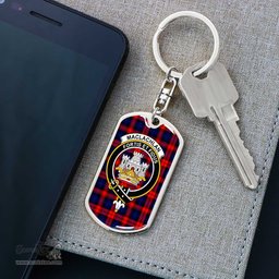 ScotsTee Shop Scottish MacLachlan Modern Clan Crest Dog Tag Pendant Tartan Luxury Keychain - Personalized Engraving