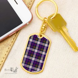 ScotsTee Shop Scottish MacDonald Dress Modern Clan Dog Tag Pendant Tartan Luxury Keychain - Personalized Engraving
