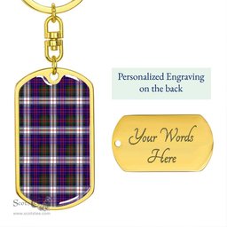 ScotsTee Shop Scottish MacDonald Dress Modern Clan Dog Tag Pendant Tartan Luxury Keychain - Personalized Engraving