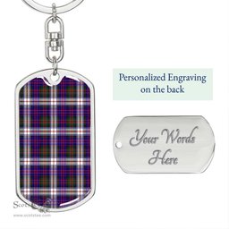 ScotsTee Shop Scottish MacDonald Dress Modern Clan Dog Tag Pendant Tartan Luxury Keychain - Personalized Engraving