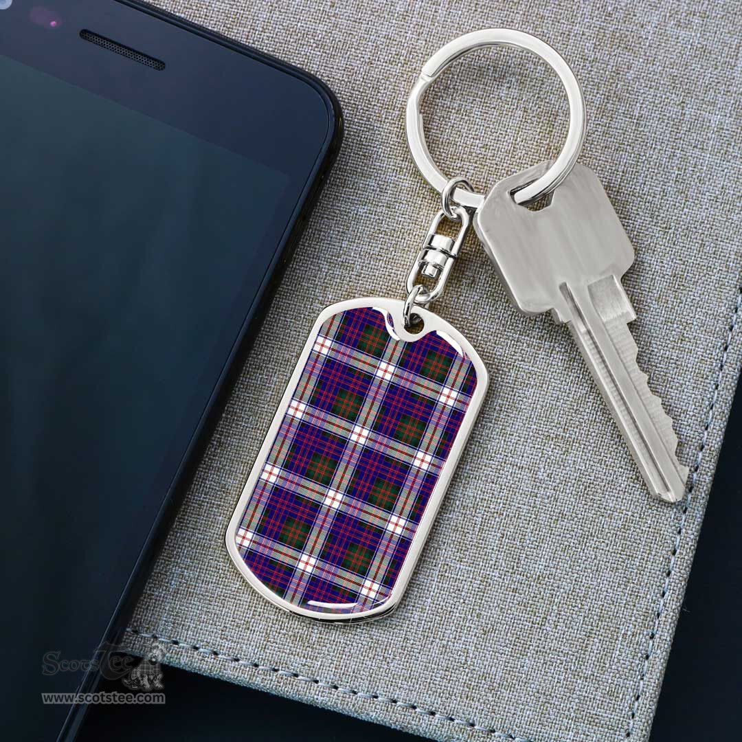 ScotsTee Shop Scottish MacDonald Dress Modern Clan Dog Tag Pendant Tartan Luxury Keychain - Personalized Engraving