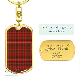 ScotsTee Shop Scottish MacKinnon Modern Clan Dog Tag Pendant Tartan Luxury Keychain - Personalized Engraving