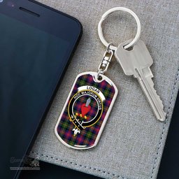 ScotsTee Shop Scottish Logan Modern Clan Crest Dog Tag Pendant Tartan Luxury Keychain - Personalized Engraving
