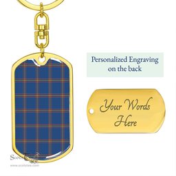 ScotsTee Shop Scottish MacLaine of Loch Buie Hunting Ancient Clan Dog Tag Pendant Tartan Luxury Keychain - Personalized Engraving