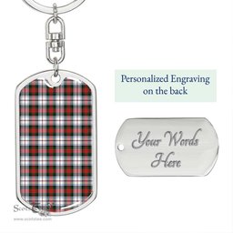 ScotsTee Shop Scottish MacDuff Dress Modern Clan Dog Tag Pendant Tartan Luxury Keychain - Personalized Engraving
