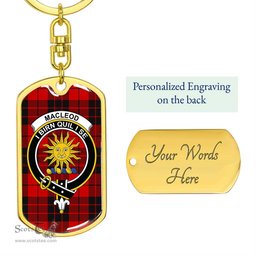 ScotsTee Shop Scottish MacLeod of Raasay Clan Crest Dog Tag Pendant Tartan Luxury Keychain - Personalized Engraving