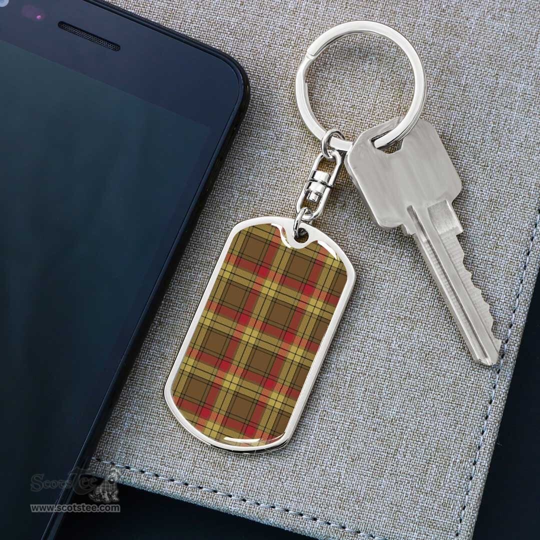 ScotsTee Shop Scottish MacMillan Old Weathered Clan Dog Tag Pendant Tartan Luxury Keychain - Personalized Engraving