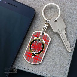 ScotsTee Shop Scottish Moubray Clan Crest Dog Tag Pendant Tartan Luxury Keychain - Personalized Engraving